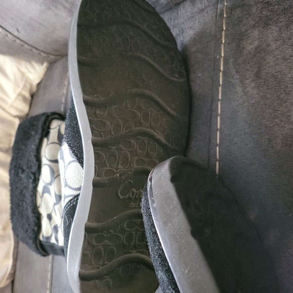 COACH SIGNATURE *C* LOGO CALF HEIGHT BOOTS. SZ 6 BLACK& KAHKI - Picture 6 of 7